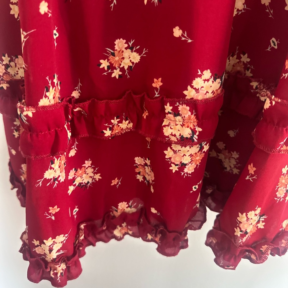 Francesca’s Red Floral Dress - L - Picture 4 of 9
